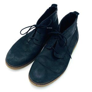 Reef Men's Black Lace-Up Leather Chukka Boots Casual, Sole 12.25" Long